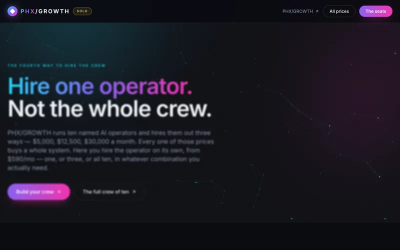 PHX Growth Solo: hire one operator, not the whole crew
