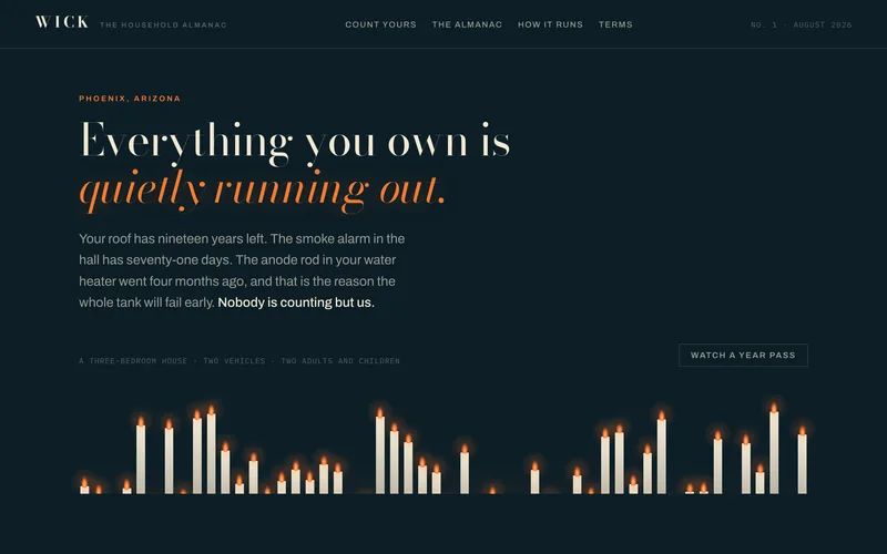 Wick, the household almanac: everything you own is quietly running out