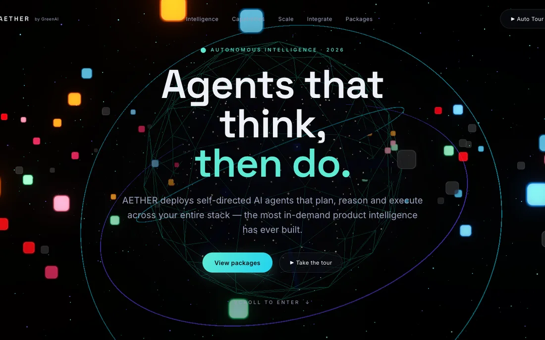 AETHER, a 3D site you scroll through
