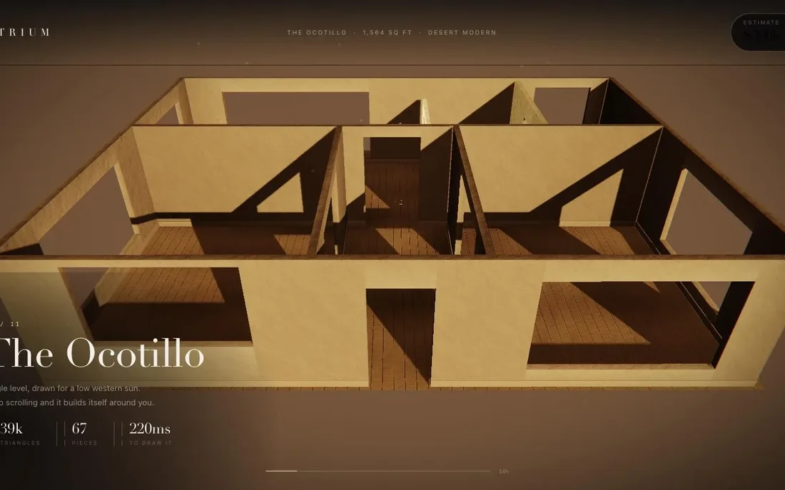 ATRIUM, a house that builds itself in 3D as you scroll